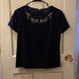 Crew neck jeweled shirt